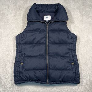 Old Navy‎ Frost Free Puffer Vest Textured Navy Blue Men's Small Fleece Lined
